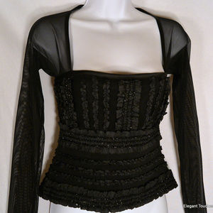 Barcelino per Donna Sexy BLACK Sheer Blouse Top 8